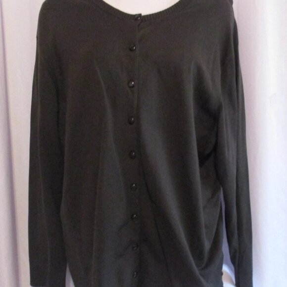 Josephine Chaus Womens Cardigan Sweater Button Up Moss Green Size 2  Large - Picture 1 of 6